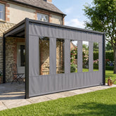 Outdoor Clear Vinyl Patio Curtain, Waterproof Oxford Fabric Gazebo Sidewall with PVC Windows, Heavy Duty Grommeted Weatherproof Enclosure Panel for Pergola, Patio, Porch & Outdoor Living Spaces