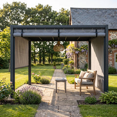 Outdoor Clear Vinyl Patio Curtain, Waterproof Oxford Fabric Gazebo Sidewall with PVC Windows, Heavy Duty Grommeted Weatherproof Enclosure Panel for Pergola, Patio, Porch & Outdoor Living Spaces