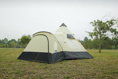 12 Person Tipi Tent tunnel tent with pyramid living area and canopy with Zipped in Groundsheet