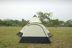 12 Person Tipi Tent tunnel tent with pyramid living area and canopy with Zipped in Groundsheet