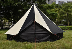 4.5m Bell tent 10-person pyramid round with zipped in ground sheet Black and white