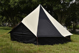 4.5m Bell tent 10-person pyramid round with zipped in ground sheet Black and white