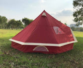 5m Bell tent 10-person pyramid round with zipped in ground sheet Burgundy