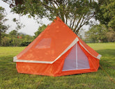 5m Bell tent 10-person pyramid round with zipped in ground sheet Orange and White