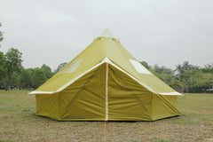 4m Bell tent 8-person Olive pyramid round with zipped in ground sheet