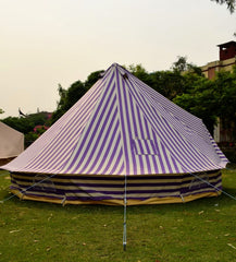 4m Metre GlampTex PS 400 - Ultimate Purple and Cream Stripes Bell tent with Zipped-in- Groundsheet Waterproof