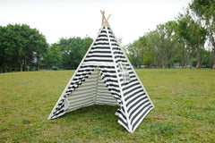 Canvas Teepee Tent for Kids Tipi Tent teepee tent, 2 Child Indian TP Wigwam, Black and White