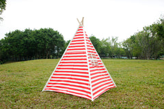 Canvas Teepee Tent for Kids Tipi Tent teepee tent, 2 Child Indian TP Wigwam, Red and White