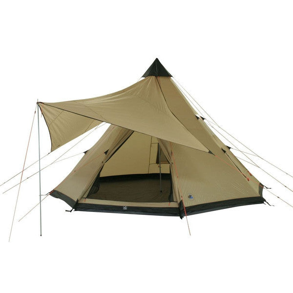 10T Shoshone 500 - 10-person teepee tent, pyramid tent, sewn in ground sheet, canopy awning - Bell tents