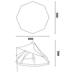 10T Shoshone 500 - 10-person teepee tent, pyramid tent, sewn in ground sheet, canopy awning - Bell tents