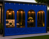 Outdoor Clear Vinyl Patio Curtain, Waterproof Oxford Fabric Gazebo Sidewall with PVC Windows, Heavy Duty Grommeted Weatherproof Enclosure Panel for Pergola, Patio, Porch & Outdoor Living Spaces
