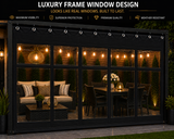Outdoor Clear Vinyl Patio Curtain, Waterproof Oxford Fabric Gazebo Sidewall with PVC Windows, Heavy Duty Grommeted Weatherproof Enclosure Panel for Pergola, Patio, Porch & Outdoor Living Spaces