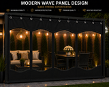 Outdoor Clear Vinyl Patio Curtain, Waterproof Oxford Fabric Gazebo Sidewall with PVC Windows, Heavy Duty Grommeted Weatherproof Enclosure Panel for Pergola, Patio, Porch & Outdoor Living Spaces
