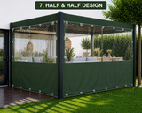 Outdoor Clear Vinyl Patio Curtain, Waterproof Oxford Fabric Gazebo Sidewall with PVC Windows, Heavy Duty Grommeted Weatherproof Enclosure Panel for Pergola, Patio, Porch & Outdoor Living Spaces