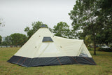 12 Person Tipi Tent tunnel tent with pyramid living area and canopy with Zipped in Groundsheet