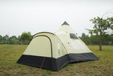 12 Person Tipi Tent tunnel tent with pyramid living area and canopy with Zipped in Groundsheet