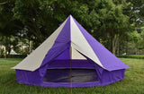 5m Bell tent 10-person pyramid round with zipped in ground sheet Purple and white