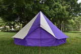 4.5m Bell tent 10-person pyramid round with zipped in ground sheet Purple and white