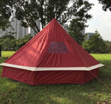 5m Bell tent 10-person pyramid round with zipped in ground sheet Burgundy