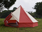 5m Bell tent 10-person pyramid round with zipped in ground sheet Red and white
