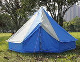5m Bell tent 10-person pyramid round with zipped in ground sheet Turquoise and white