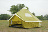 4m Bell tent 8-person Olive pyramid round with zipped in ground sheet