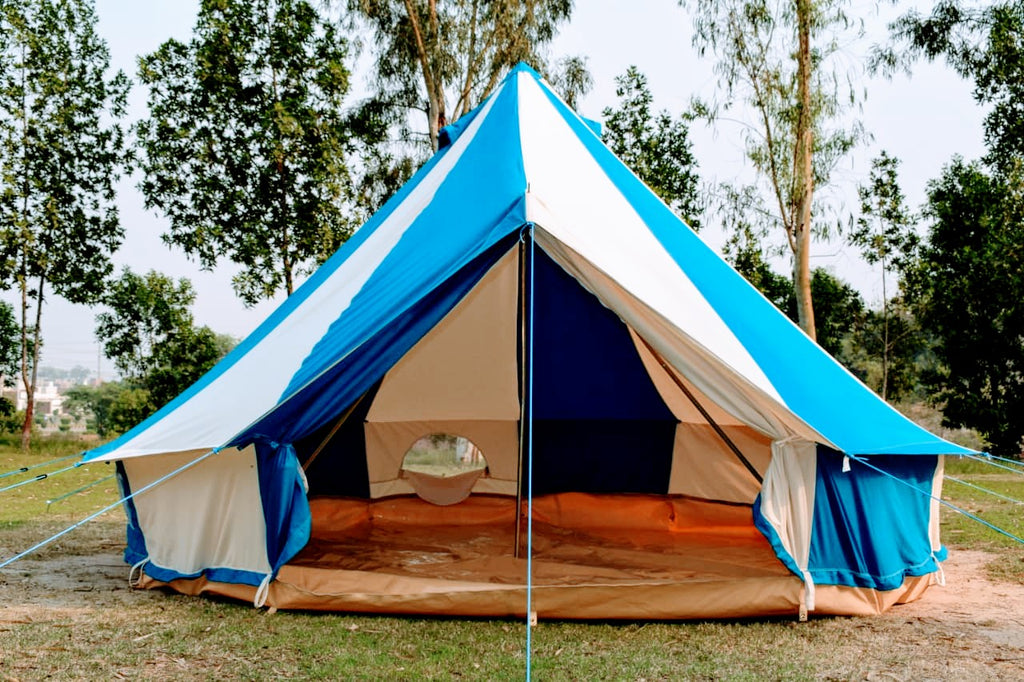 4m Metre GlampTex TC 400 - Ultimate Turquoise and Cream Bell tent with Zipped-in- Groundsheet Waterproof