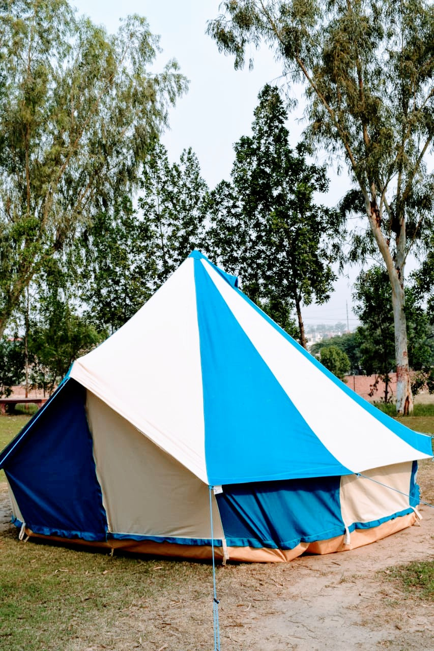 5m Metre GlampTex TC 500 - Ultimate Turquoise and Cream Bell tent with Zipped-in- Groundsheet Waterproof