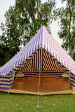 4m Metre GlampTex PS 400 - Ultimate Purple and Cream Stripes Bell tent with Zipped-in- Groundsheet Waterproof