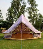 5m Metre GlampTex PS 500 - Ultimate Purple Cream Stripes Bell tent with Zipped-in- Groundsheet Waterproof