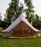 4m Metre GlampTex PS 400 - Ultimate Purple and Cream Stripes Bell tent with Zipped-in- Groundsheet Waterproof