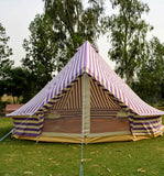 4m Metre GlampTex PS 400 - Ultimate Purple and Cream Stripes Bell tent with Zipped-in- Groundsheet Waterproof