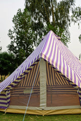 5m Metre GlampTex PS 500 - Ultimate Purple Cream Stripes Bell tent with Zipped-in- Groundsheet Waterproof