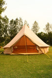 5m Metre Canvas bell tent with Zipped in Groundsheet, mesh door Flue hole