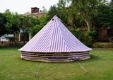 4m Metre GlampTex PS 400 - Ultimate Purple and Cream Stripes Bell tent with Zipped-in- Groundsheet Waterproof