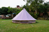 5m Metre GlampTex PS 500 - Ultimate Purple Cream Stripes Bell tent with Zipped-in- Groundsheet Waterproof