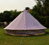 5m Metre GlampTex PS 500 - Ultimate Purple Cream Stripes Bell tent with Zipped-in- Groundsheet Waterproof