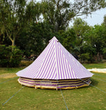 4m Metre GlampTex PS 400 - Ultimate Purple and Cream Stripes Bell tent with Zipped-in- Groundsheet Waterproof