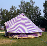 4m Metre GlampTex PS 400 - Ultimate Purple and Cream Stripes Bell tent with Zipped-in- Groundsheet Waterproof
