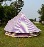 4m Metre GlampTex PS 400 - Ultimate Purple and Cream Stripes Bell tent with Zipped-in- Groundsheet Waterproof