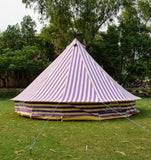 5m Metre GlampTex PS 500 - Ultimate Purple Cream Stripes Bell tent with Zipped-in- Groundsheet Waterproof
