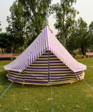 5m Metre GlampTex PS 500 - Ultimate Purple Cream Stripes Bell tent with Zipped-in- Groundsheet Waterproof
