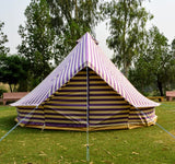 4m Metre GlampTex PS 400 - Ultimate Purple and Cream Stripes Bell tent with Zipped-in- Groundsheet Waterproof