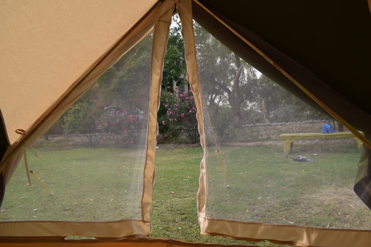 4m Metre GlampTex OC 400 - Ultimate Olive and Cream Bell tent with Zipped-in- Groundsheet Waterproof