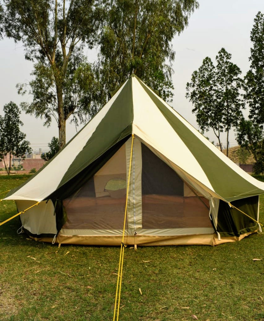 5m Metre GlampTex OC 500 - Ultimate Olive and Cream Bell tent with Zipped-in- Groundsheet Waterproof