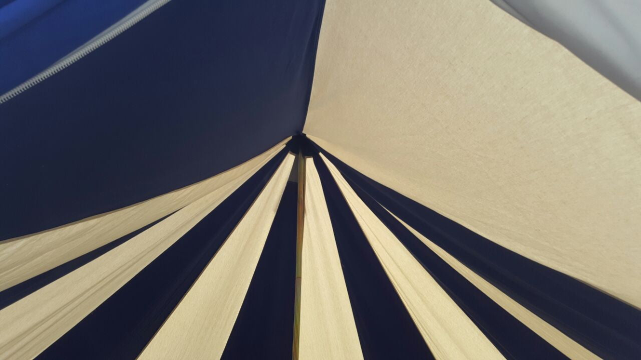 4m Metre GlampTex BC 400 - Ultimate Blue and Cream Bell tent with Zipped-in- Groundsheet Waterproof - Bell tents