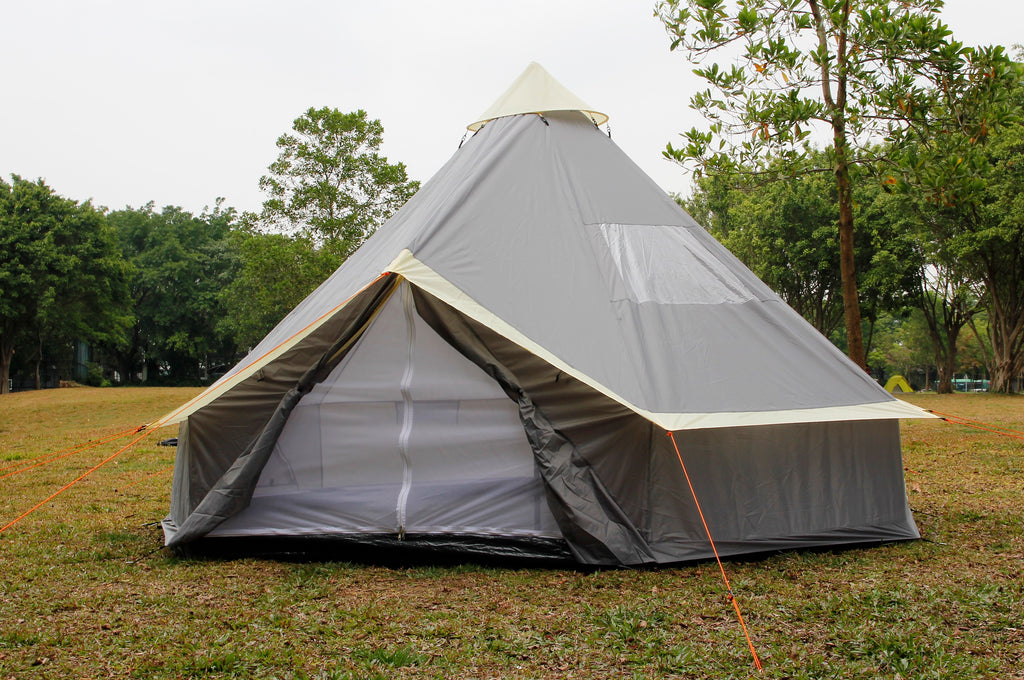 5m Bell tent 10-person pyramid round with zipped in ground sheet