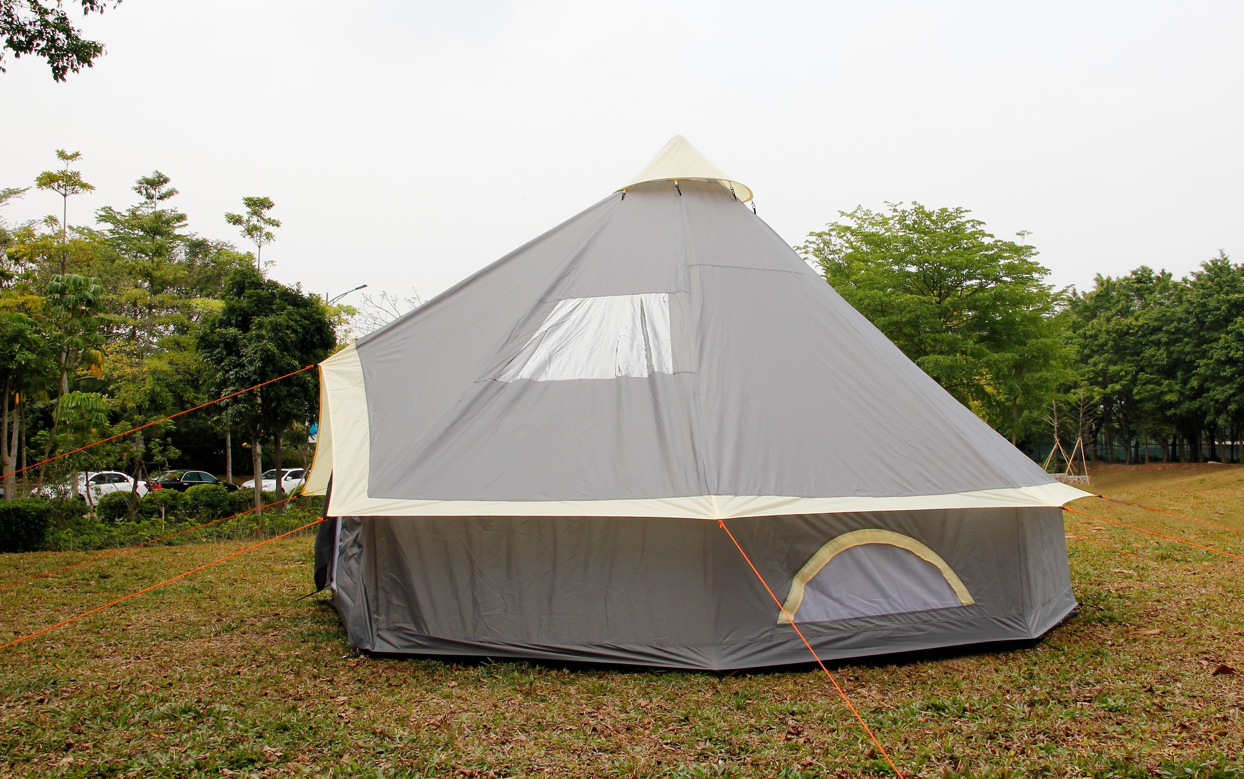 4m Bell tent 8-person pyramid round with zipped in ground sheet