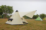 5M Glamptex 500 - 10-person teepee tent, pyramid tent, Zipped in ground sheet, canopy awning