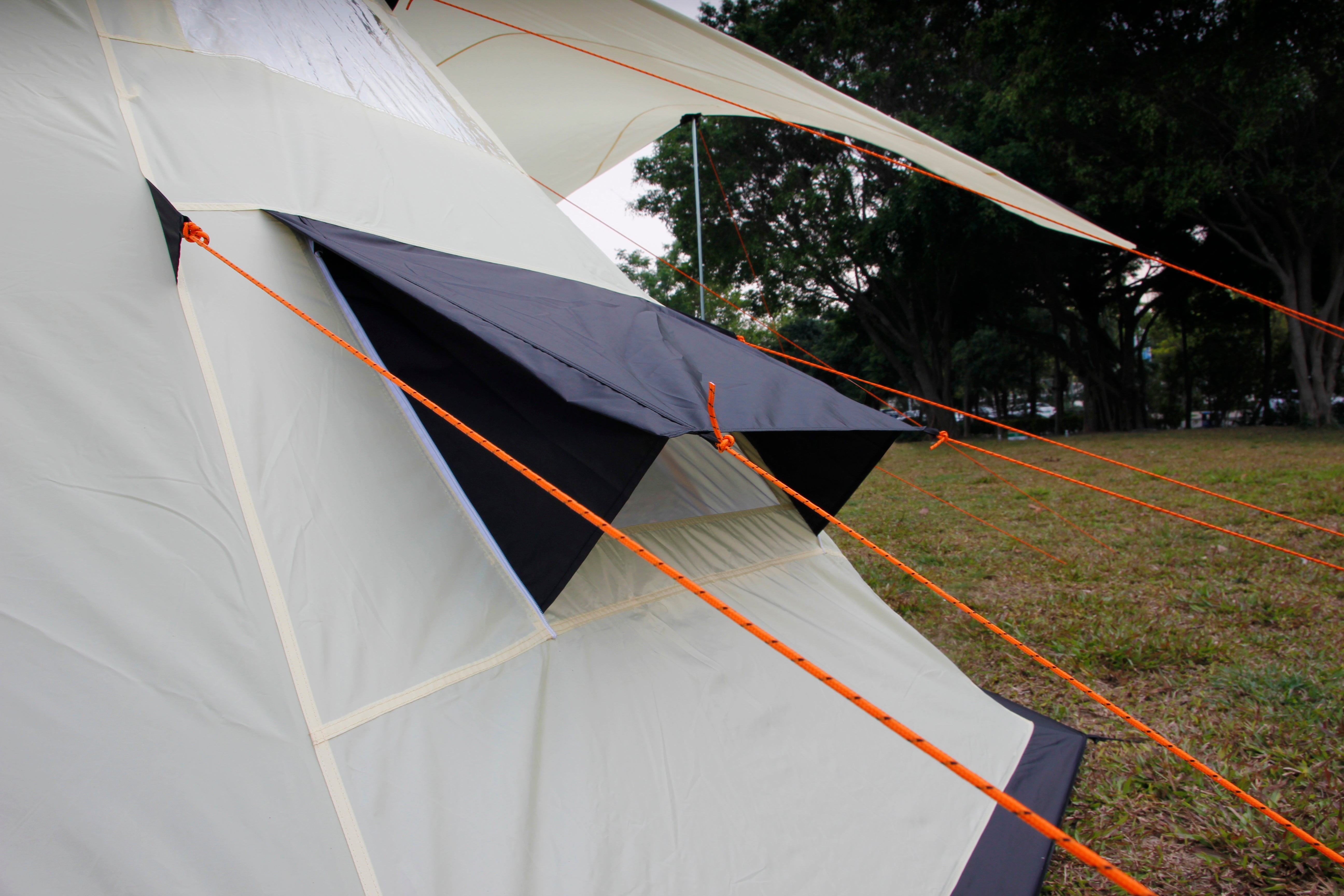 4M Glamptex 400 - 8-person teepee tent, pyramid tent, Zipped in ground sheet, canopy awning